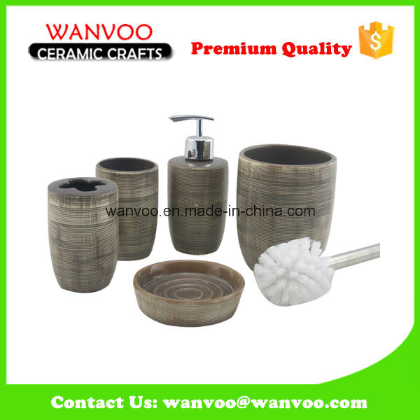 China Elegant Product Ceramic Home Use Bath Set with Toilet Brush